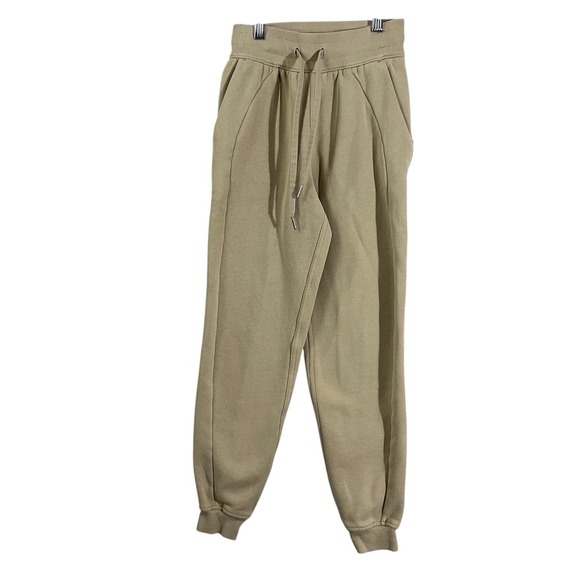 Lululemon Scuba High Rise Jogger Womens Size 0 Beige Drawstring Sweatpants - Picture 2 of 15